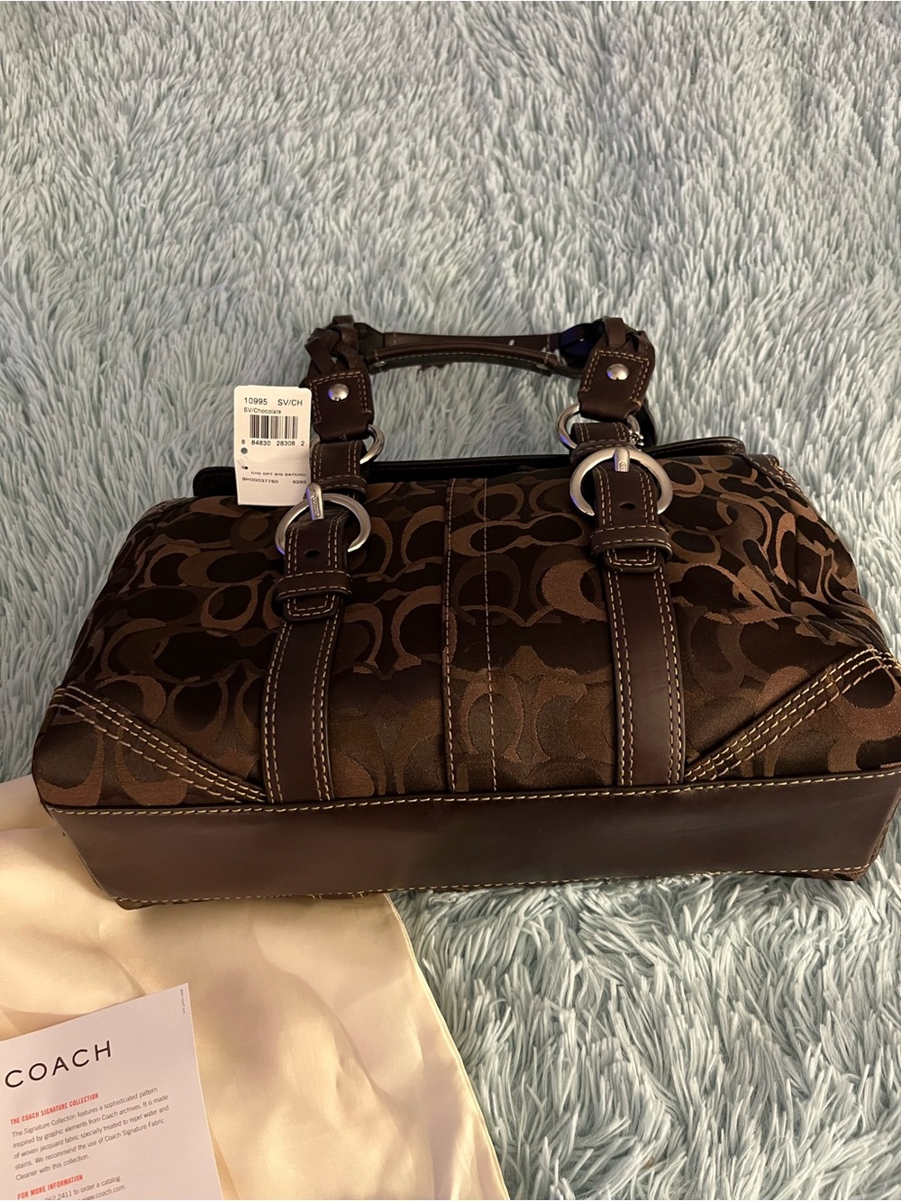 Coach Brown Signature Canvas Satchel Bag with Leather Trim STUNNING NWT - Picture 12 of 16